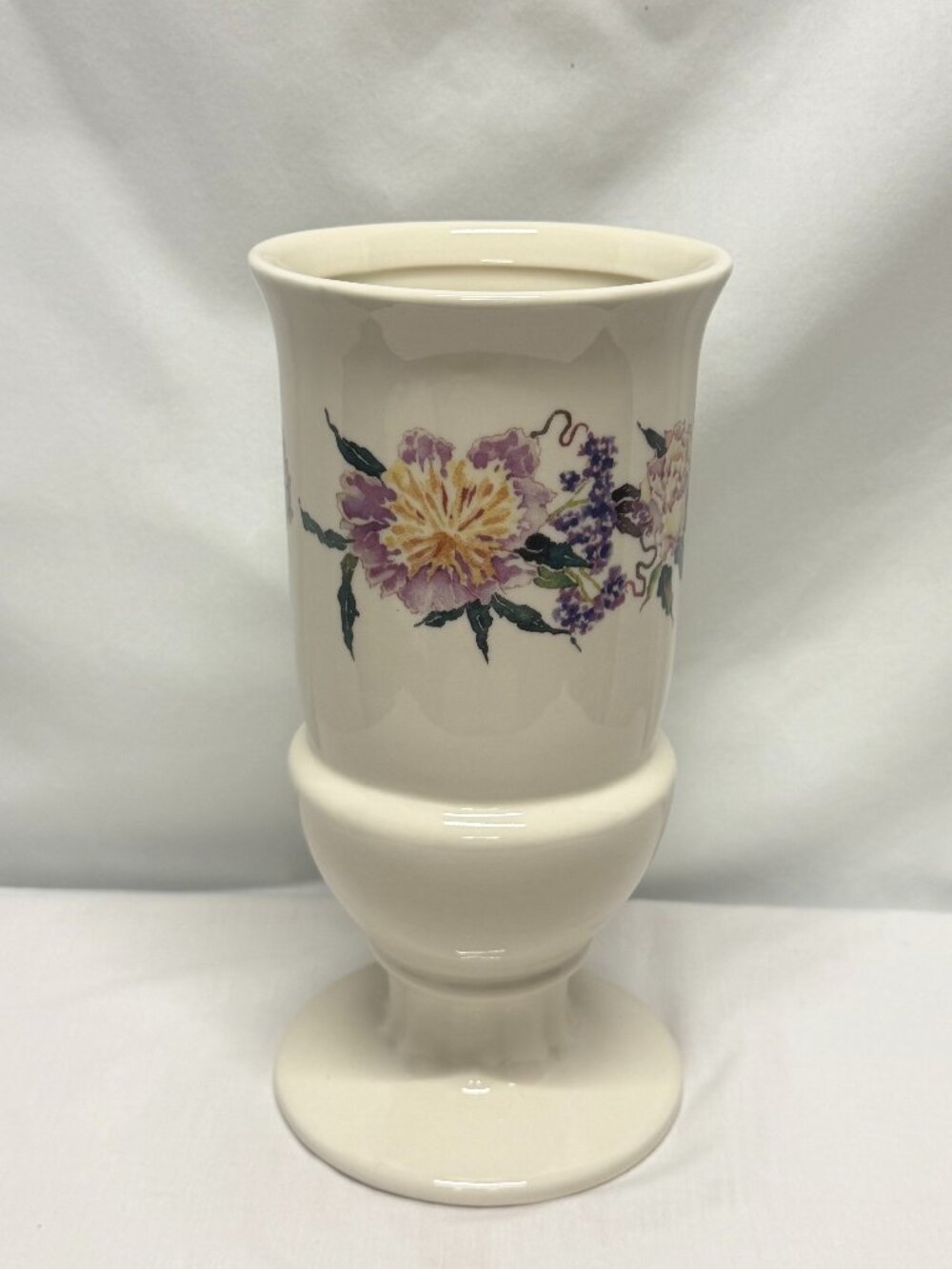 FTD Ceramic Floral Pedestal Vase 10.25” Vintage